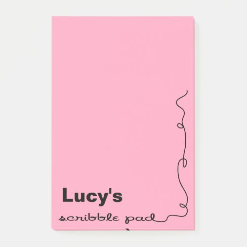 Custom Name Pink Scribble Pad Post_it Notes