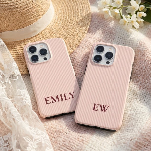Custom Name Pink Striped Bridesmaid Mom Teacher iPhone 15 Pro Case