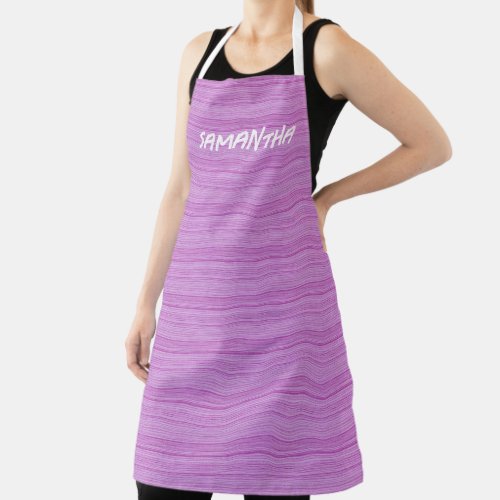 Custom name pink stripes textiled apron