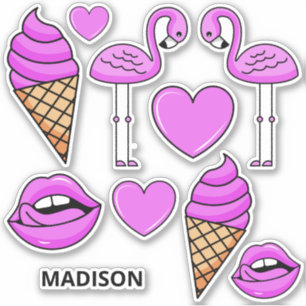 Custom name Pink Summer Things Sticker