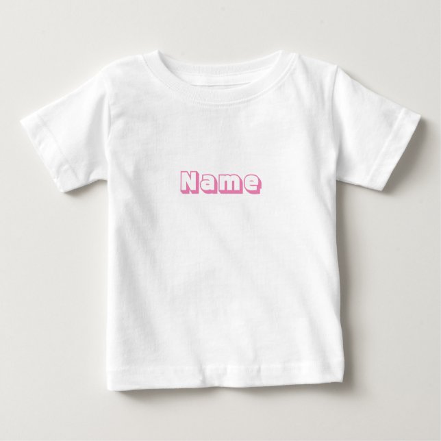 Custom name pink text cute baby T-Shirt (Front)