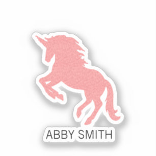Custom Name Pink Unciorn Kid Water Bottle Vinyl Sticker
