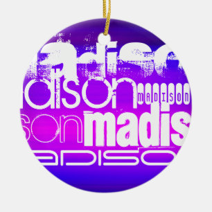 Custom Name; Pink, Violet Blue, Magenta, purple Ceramic Ornament