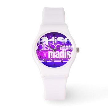 Custom Name; Pink  Violet Blue  Magenta  Purple Watch by ColorStock at Zazzle
