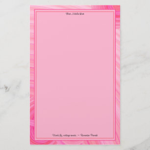 Custom Name Pink White Abstract Line Border Custom Stationery