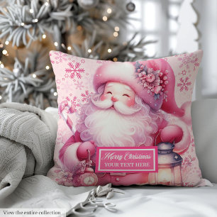 Custom Name Pinkmas Pink Santa Claus Pillow