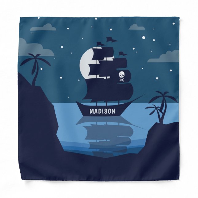 Custom name Pirate Ship Bandana (Front)