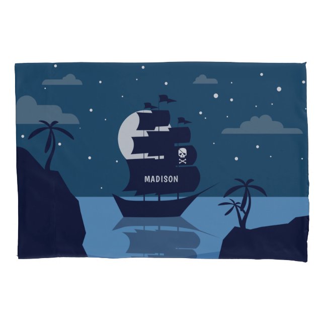 Custom name Pirate Ship pillowcases (Front)