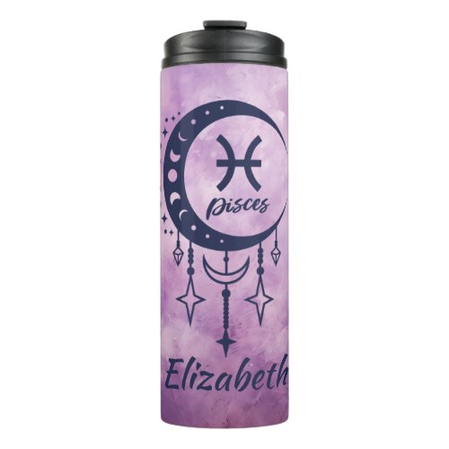 Custom Name Pisces Zodiac Sign Thermal Tumbler