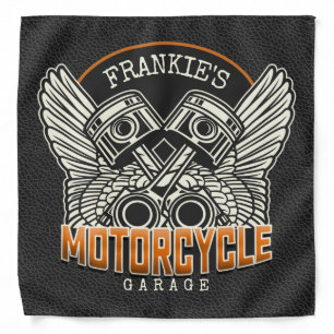 Custom NAME Pistons Wings Motorcycle Biker Garage Bandana