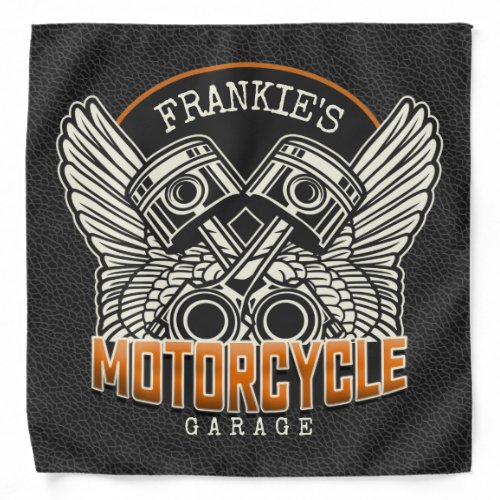 Custom NAME Pistons Wings Motorcycle Biker Garage Bandana