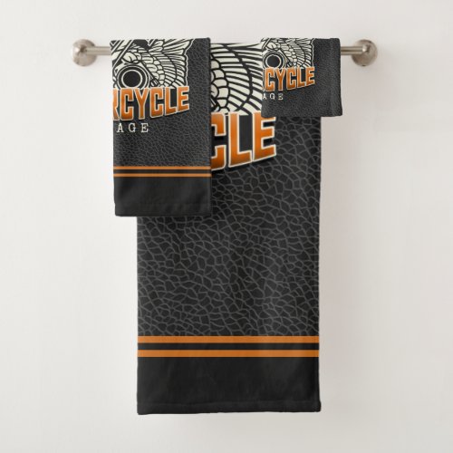 Custom NAME Pistons Wings Motorcycle Biker Garage Bath Towel Set