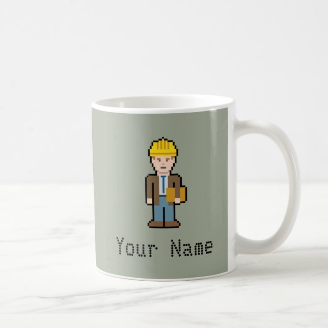 Custom Name Pixel Architect Coffee Mug (Right)