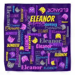 Custom name pixel gaming pink purple yellow girls bandana