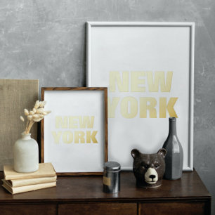 CUSTOM NAME PLACE   NEW YORK GOLD FOIL PRINTS