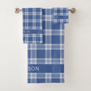 Custom Name Plaid / Tartan Pattern Bath Towel Set