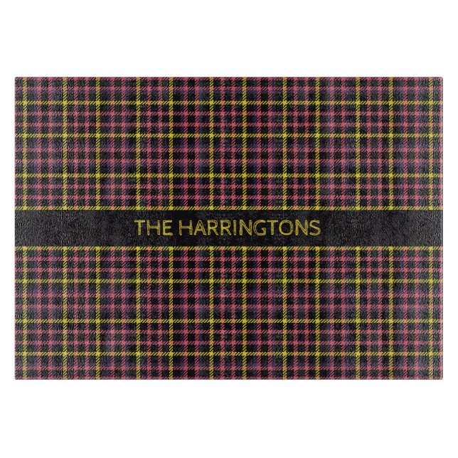 Custom Name Plaid / Tartan Pattern Cutting Board (Front)