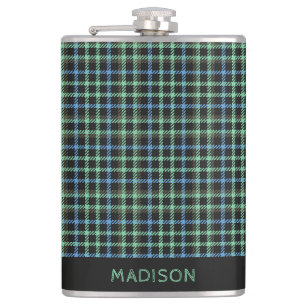 Custom Name Plaid / Tartan Pattern Flask