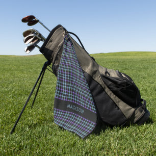 Custom Name Plaid / Tartan Pattern Golf Towel