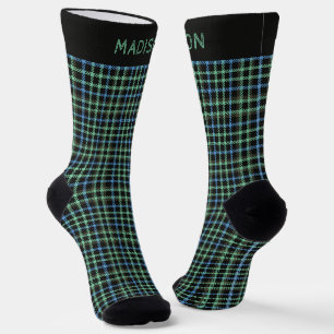 Custom Name Plaid / Tartan Pattern Socks