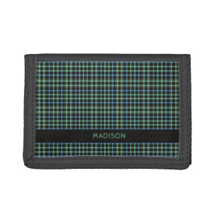 Custom Name Plaid / Tartan Pattern Trifold Wallet