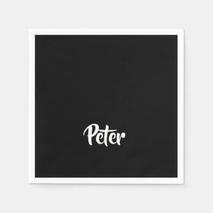 Custom name plain black napkins