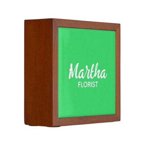 Custom name plain green desk organizer