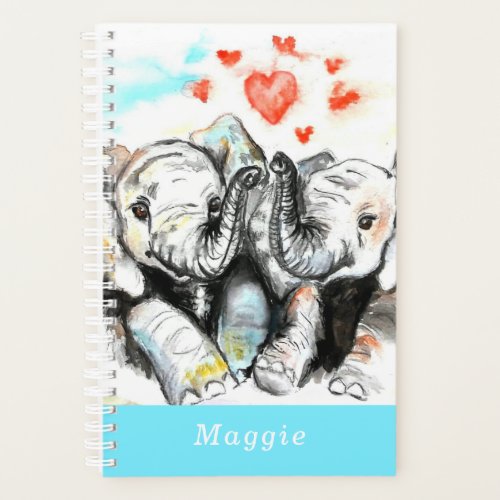 Custom Name Planner with Couple Elephant