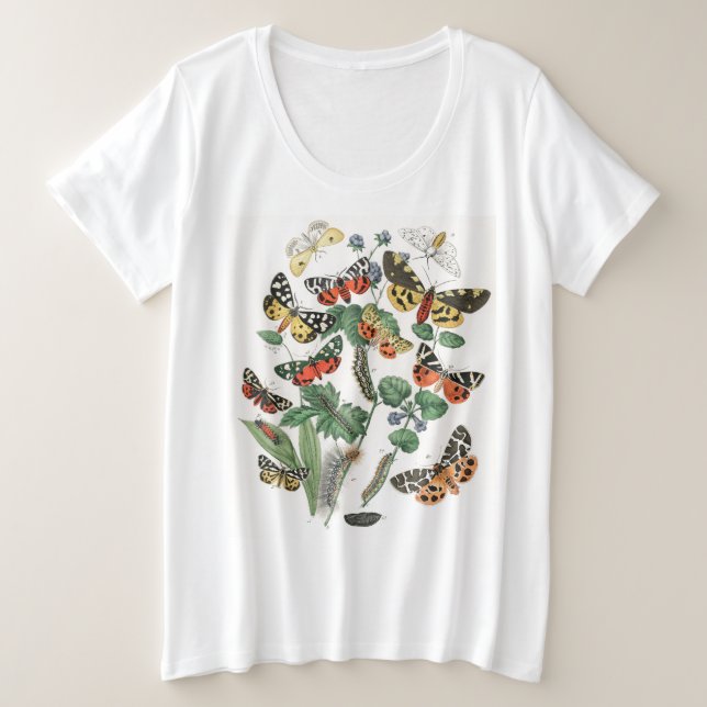 CUSTOM NAME PLUS SIZE COTTON T-SHIRT BUTTERFLY (Design Front)