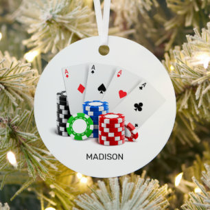 Custom Name Poker / Casino Metal Ornament