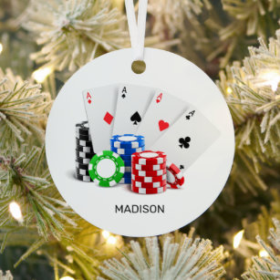 Custom Name Poker / Casino Metal Ornament