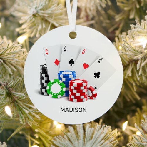 Custom Name Poker  Casino Metal Ornament