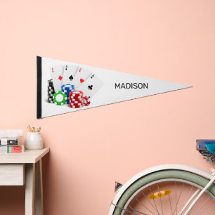 Custom Name Poker / Casino Pennant Flag