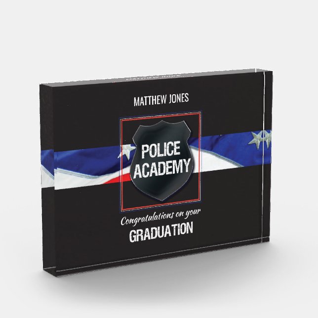 Custom Name, Police Academy Graduation Acrylic Award (Left)