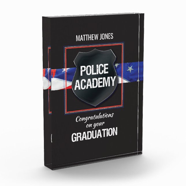 Custom Name, Police Academy Graduation Acrylic Award (Left)