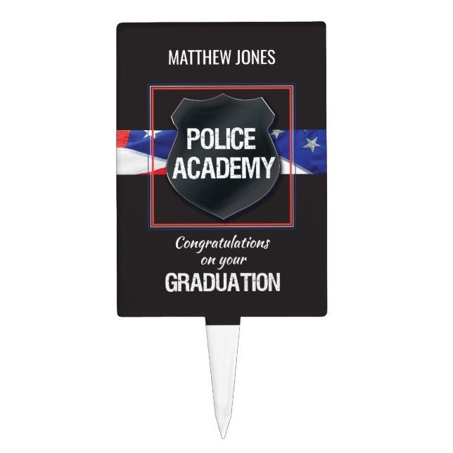 Custom Name, Police Academy Graduation Cake Topper (Front)