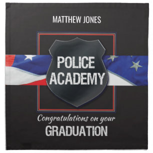 Custom Name, Police Academy Graduation Cloth Napkin
