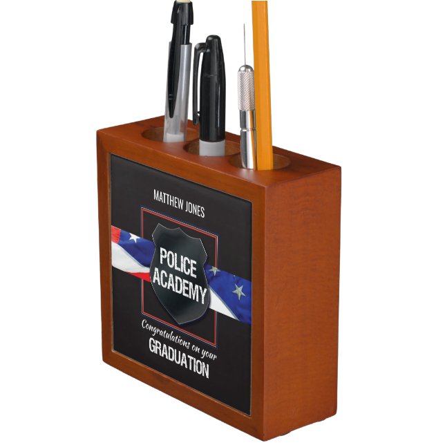 Custom Name, Police Academy Graduation Desk Organizer (In Situ)