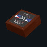 Custom Name, Police Academy Graduation Gift Box<br><div class="desc">A police badge frames the words - Police Academy. Set on a black background, the words stand out to congratulate an officer on their graduation. A flag banner is seen behind the badge with a grunge look on the words and the flag signifying the grit and hard work of a...</div>