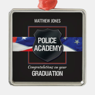 Custom Name, Police Academy Graduation Metal Ornament
