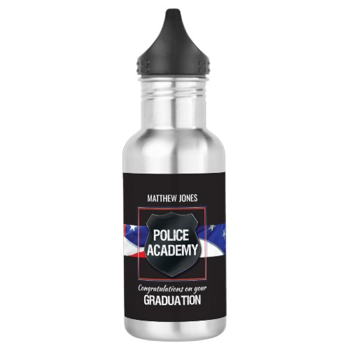 Custom Name Police Academy Graduation Stainless Steel Water Bottle