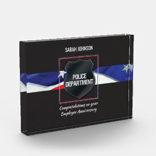 Custom Name, Police Employee Anniversary Acrylic Award