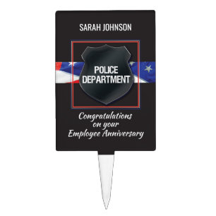 Custom Name, Police Employee Anniversary Cake Topper