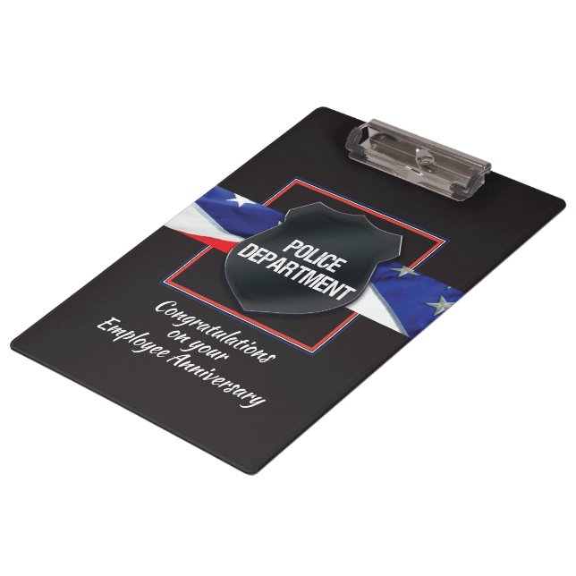 Custom Name, Police Employee Anniversary Clipboard (Angled)