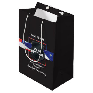 Custom Name, Police Employee Anniversary Medium Gift Bag