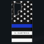 Custom Name Police Flag Samsung Galaxy S22 Ultra Case<br><div class="desc">A custom name police flag Galaxy S22 Ultra Case. It features a cropped thin blue line police-themed American flag. In between the lines is a spot for your name or your gift recipient's name. Bold and vibrant and a way to show your love for the country and us law enforcement....</div>