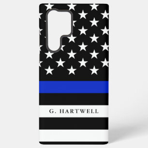 Custom Name Police Flag Samsung Galaxy S22 Ultra Case