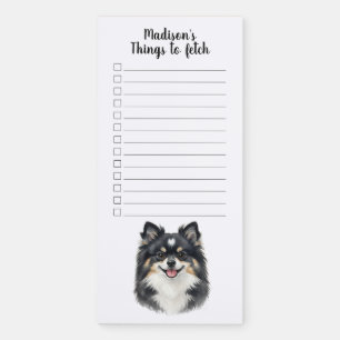 Custom Name Pomeranian Watercolor Note Checklist Magnetic Notepad