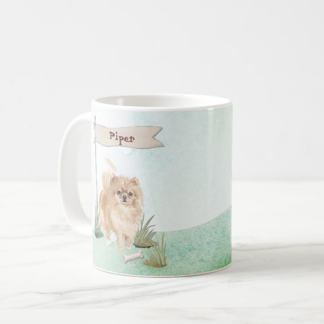 Custom Name Pommeranian Pet Dog Coffee Mug (Front Left)