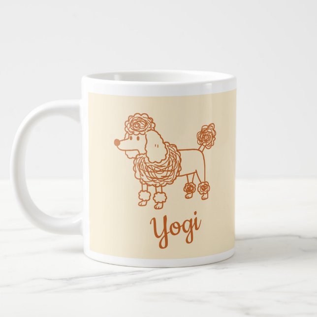 Custom Name Poodle Ornament – Handdrawn Dog Gift Giant Coffee Mug (Left)